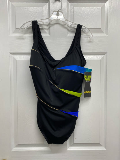 Women's Inches Away Black & Blue One Piece Swimsuit Size M, NWT